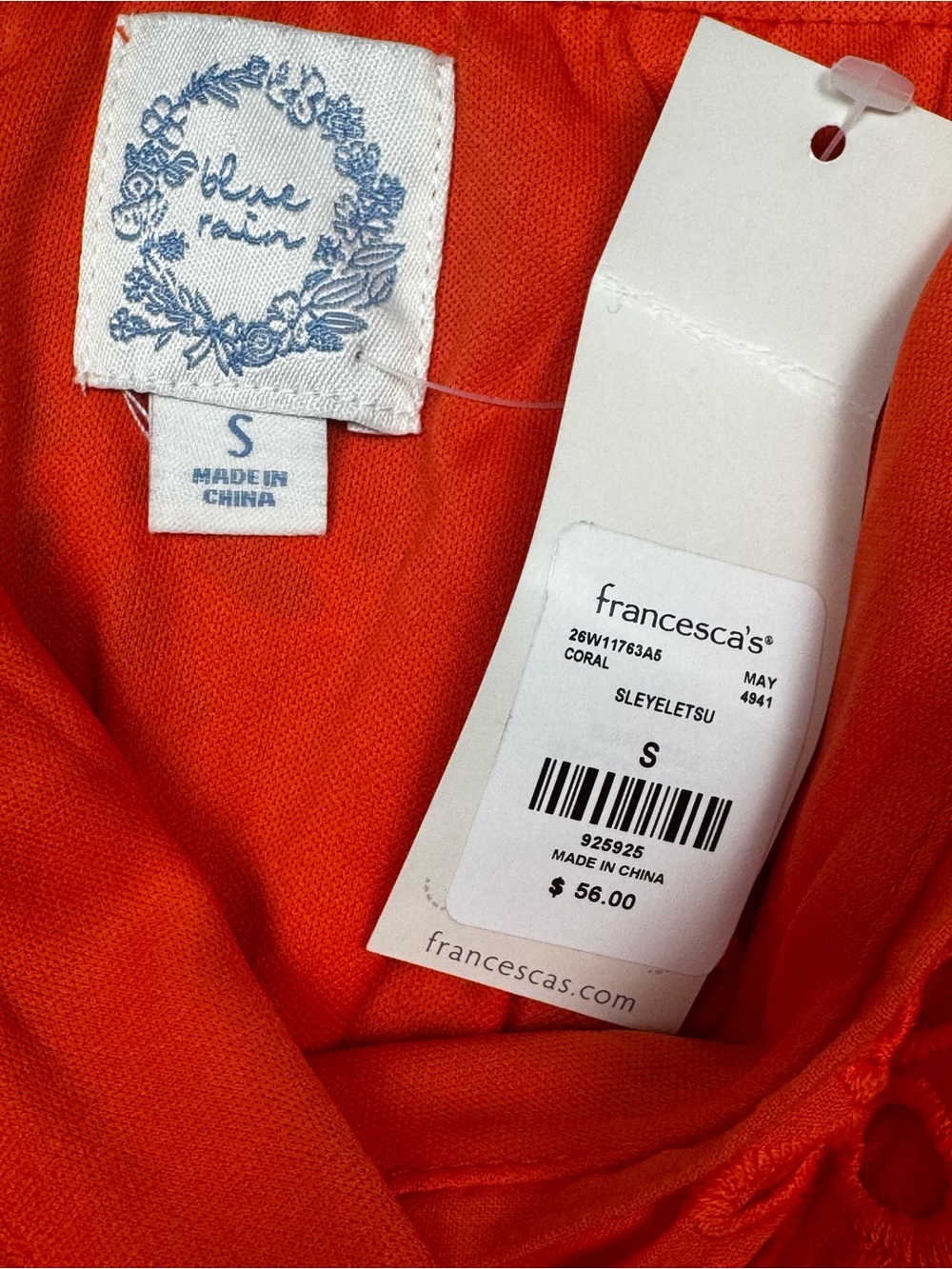 NWT Blue Rain Coral Eyelet Scalloped Tank Shorts Romper Size Small Francesca’s - Picture 4 of 8